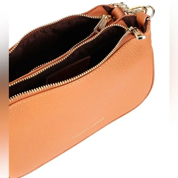 RARE Tuscany Leather Camel Double Sling Bag - Picture 3 of 15